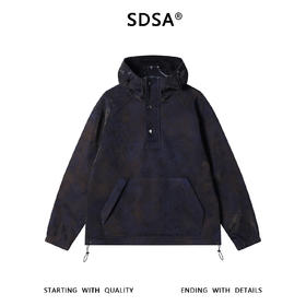SDSA男士秋冬新款痞帅男装潮牌扎染立领连帽卫衣下摆松紧百搭上衣