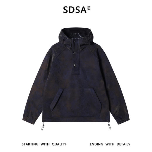 SDSA男士秋冬新款痞帅男装潮牌扎染立领连帽卫衣下摆松紧百搭上衣 商品图0