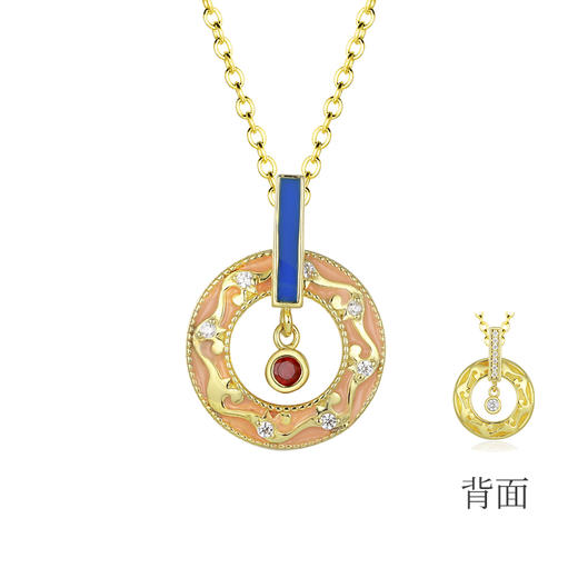 敦煌文创 藻井边饰纯银项链（双面） 商品图7