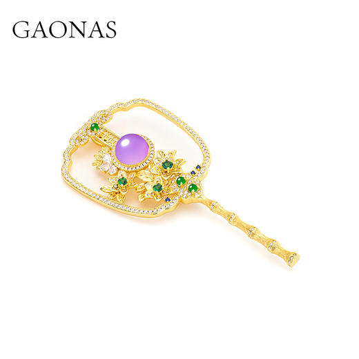 镜中花 中式贵气金紫色胸针11585ZGO 商品图1