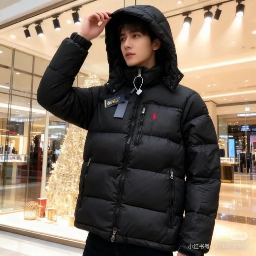拉夫男女款刺绣小马标90白鸭绒连帽羽绒服 商品图3