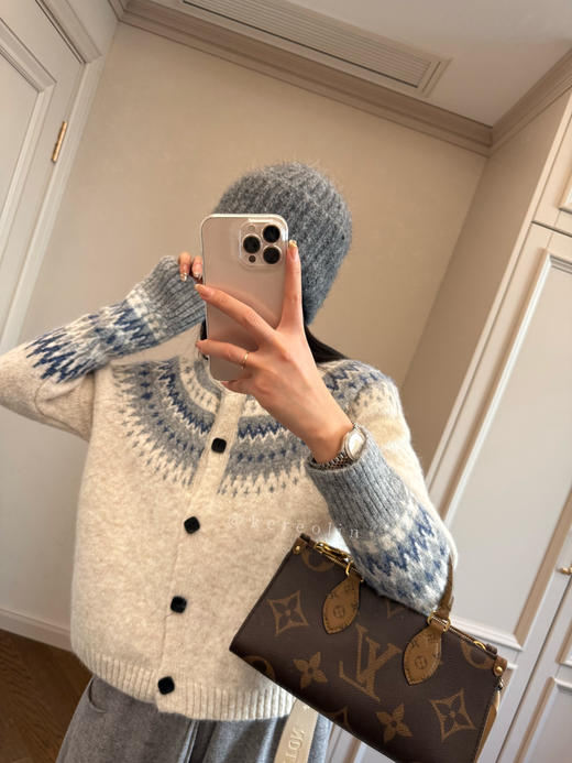 羊驼羊毛针织混纺费尔岛毛衣开衫 商品图12