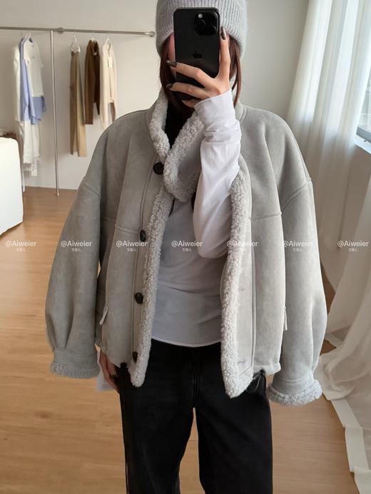 【GZ】无忧购 皮毛一体加厚保暖立领复古短款麂皮绒羊羔毛外套女1837# 商品图11