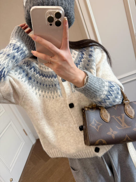 羊驼羊毛针织混纺费尔岛毛衣开衫 商品图11