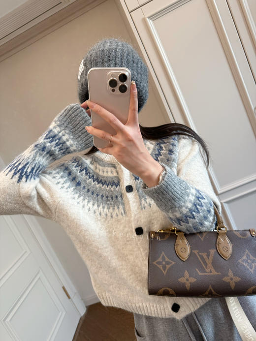 羊驼羊毛针织混纺费尔岛毛衣开衫 商品图10