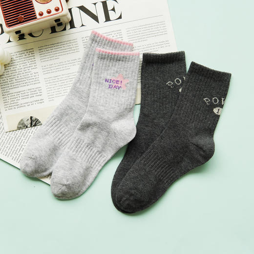 【2双装】【7-10岁】大童运动袜四季棉袜男童女童中长筒棉袜【6双6折 2523101】 商品图1