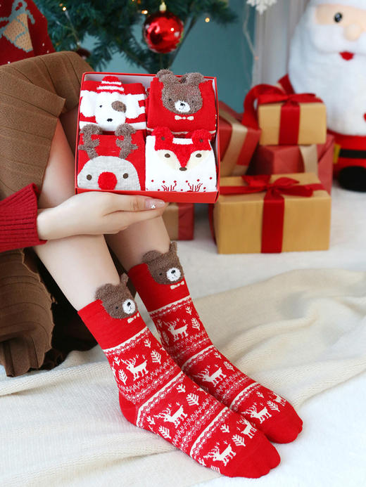 Musssaa圣诞袜礼盒（中筒袜4双） 商品图5