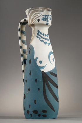 独角鹿西洋古董1955年代西班牙艺术巨匠毕加索与法国Madoura工坊合作出品限量装饰陶瓶「Femme (A.R.301) 女人像 301」