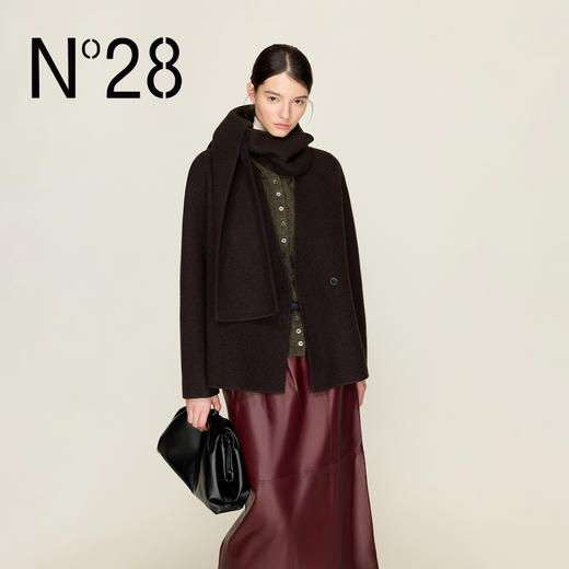 N°28 山羊绒毛呢外套女士秋冬宽松廓形百搭气质通勤短款呢子大衣8855A1D730 商品图2