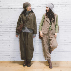 绽放865-866朵/腔调马甲套装·亚麻宽松斜襟棉服马甲直筒显瘦棉裤