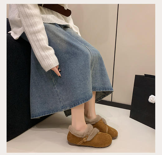 【YW】无忧购加绒新中式毛毛勃肯鞋女冬一脚蹬保暖棉鞋9978（截单后3-5天发货） 商品图4