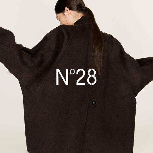 N°28 系扣立领斗篷毛呢大衣女 秋冬韩版宽松显瘦中长款呢子外套8855A1D588  商品图2