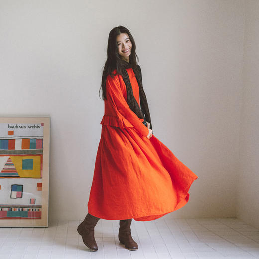 绽放793朵/野蛮生长裙·亚麻花边圆领长袖连衣裙女小个子显瘦裙子 商品图3