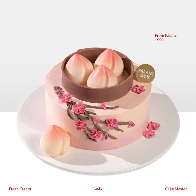 【春满桃园】花开五瓣，各寓一福 祝寿蛋糕