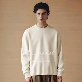 PLUS CRASH冬季新款加厚款羊毛混纺宽松老钱风高级感中性款卫衣