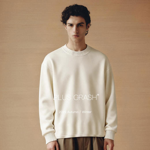 PLUS CRASH冬季新款加厚款羊毛混纺宽松老钱风高级感中性款卫衣 商品图0