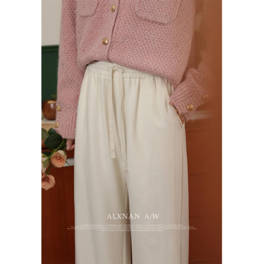 鹿向南《休闲软妹》白色宽松阔腿休闲裤女2024年秋冬新款加绒裤子LXN32716 商品图2