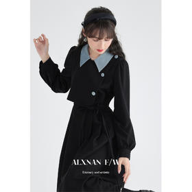 【6折秒杀】鹿向南《蔚蓝夜旅人》法式假两件时尚2025秋季连衣裙女新款长裙子LXN273183