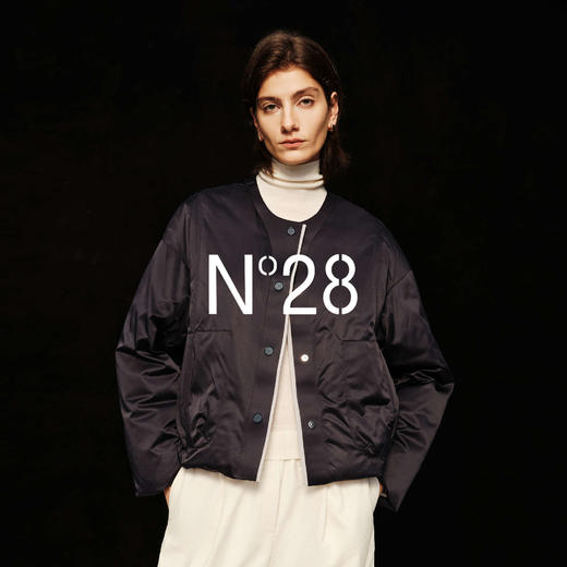 N°28 90白鸭绒轻薄羽绒服女2025秋冬新款圆领短款宽松保暖外套8955A1R982 商品图1