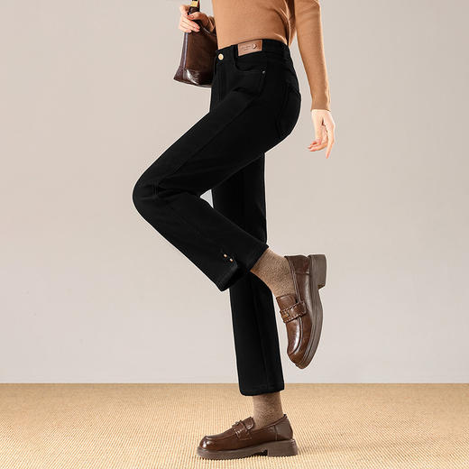 加绒牛仔烟管裤垂感修身直筒裤，显瘦高腰窄版时尚九分裤MYX-OZY-25307-L 商品图2