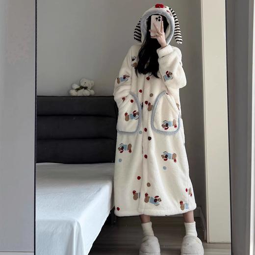 【YW】无忧购可爱卡通睡袍女秋冬季珊瑚绒加厚加绒睡衣睡裙家居服浴袍（截单后3-5天发货) 商品图4