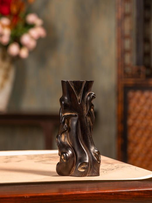 清	紫檀木雕树形花插 商品图2