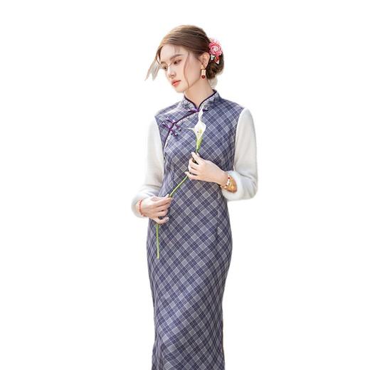 时尚年轻少女款，拼接长袖旗袍GX-12666 商品图4