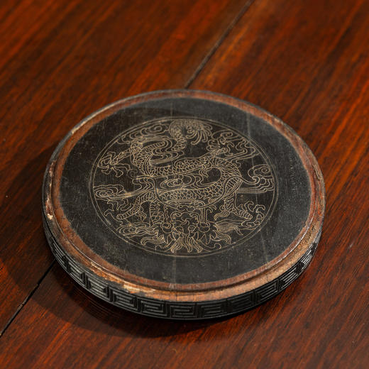 清	紫檀嵌银丝龙纹器座 商品图0