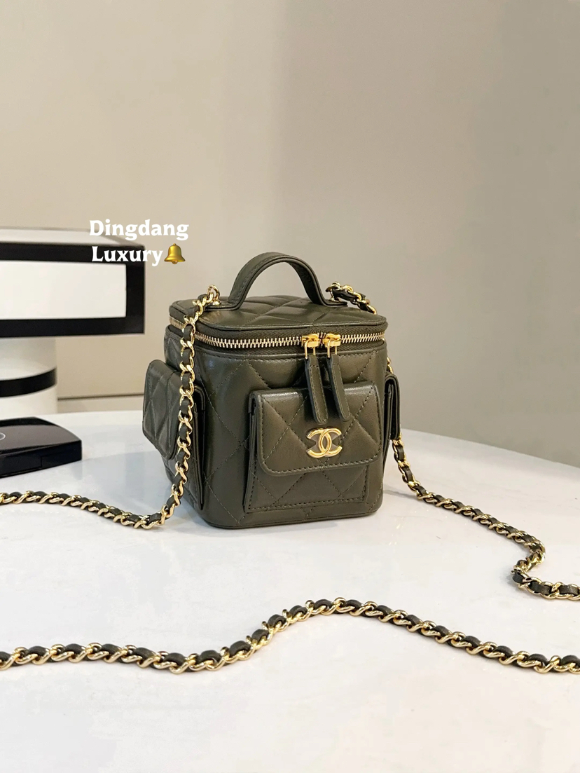 chanel 22k cargo口袋 橄榄绿色 羊皮 盒子包