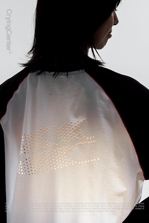 CryingCenter 镭射镂空星星logo吸湿速干运动羽毛球插肩拼色长袖 商品图5