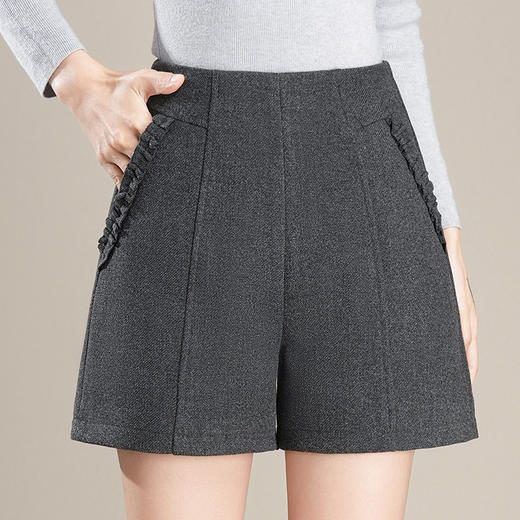 毛呢短裤高腰时尚厚款直筒裤，休闲三分外穿裤靴裤MYX-PH-1617-Y 商品图0