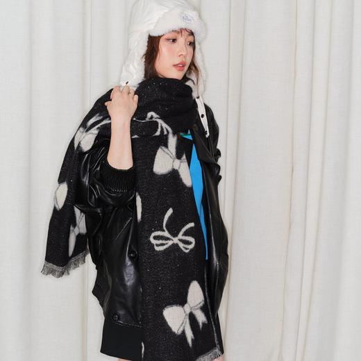 【YW】无忧购韩版加厚蝴蝶结针织围巾女2025秋冬季高级感保暖护颈围脖披肩两用（截单后3-5天发货) 商品图5