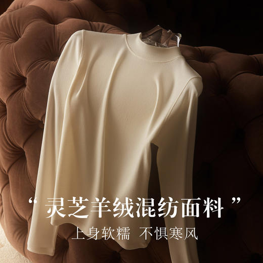 「自」全新升级【铂金会员119/天猫159/差价40】(03124)洛诗琳灵芝山羊绒加绒打底衫2025秋冬半高领防风保暖上衣女 商品图0