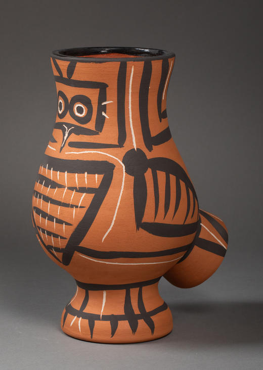 独角鹿西洋古董1958年代西班牙艺术巨匠毕加索与法国Madoura工坊合作出品限量装饰陶瓶「Chouette Mate (A.R.405) 哑光猫头鹰 405」 商品图0