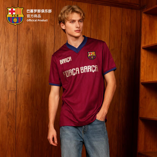 【官方正版】巴塞罗那俱乐部｜巴萨深红短袖复古潮流T恤百搭 商品图0