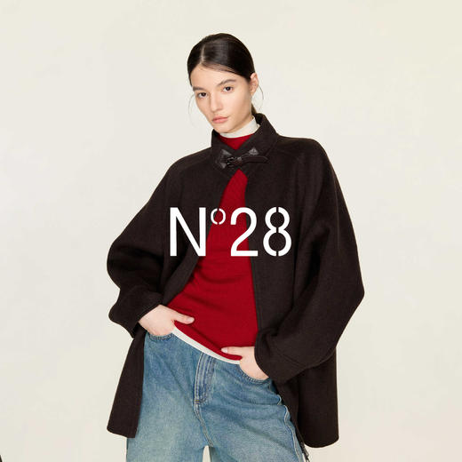 N°28 系扣立领斗篷毛呢大衣女 秋冬韩版宽松显瘦中长款呢子外套8855A1D588  商品图3