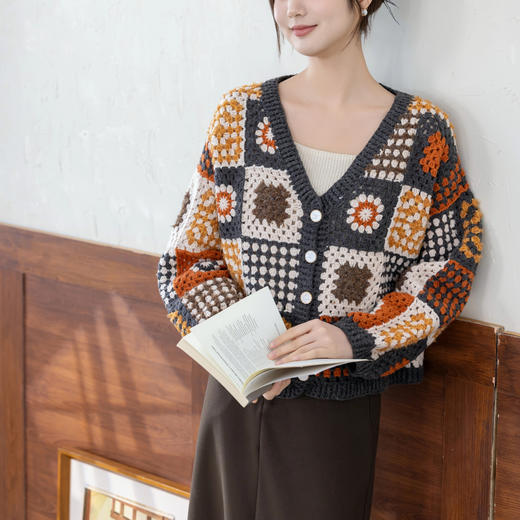 苏苏姐家琥珀时光拼花开衫手工DIY钩针衣服毛线团自制外套材料包 商品图2