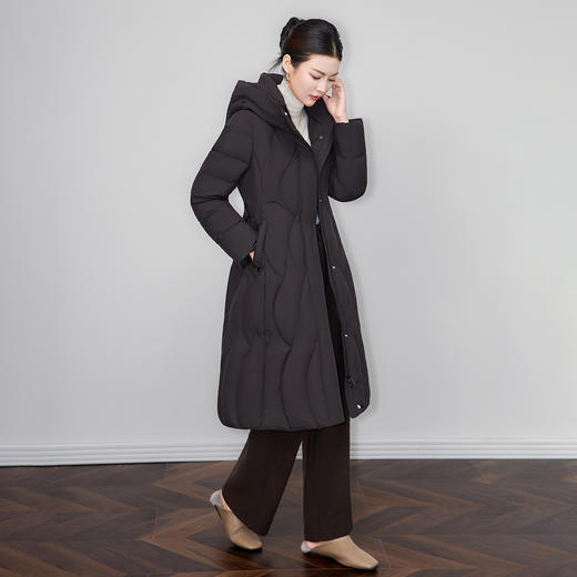 防风保暖加厚系带收腰90白鸭绒过膝长款羽绒服WLZD2514408 商品图2