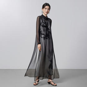 【林栖设计小店】【手工钉珠】笔墨花事生活在左印花连衣裙两件套2026早春新款花仙子长裙女1961126