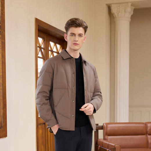 半身缘男装 冬季简约时尚透气翻领羽绒服254212M01710104 商品图2