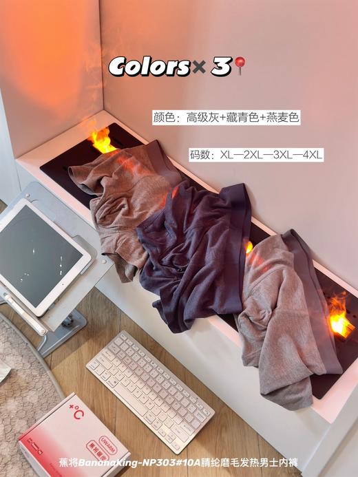 【GZ】无忧购3条装高品质10A腈纶磨毛发热男士内裤NP303（截单后3-5天发货) 商品图2