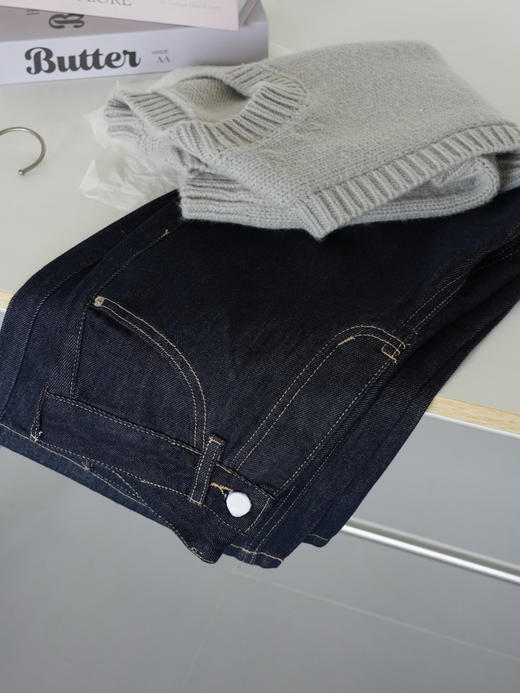 加绒单宁阔腿裤 商品图1