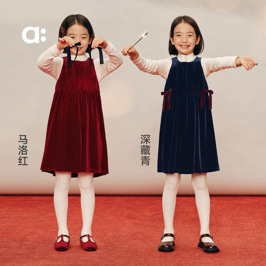 【新春款】allblu幼岚【新年丝绒连衣裙】儿童连衣裙A类冬季新款女童裙子 商品图3