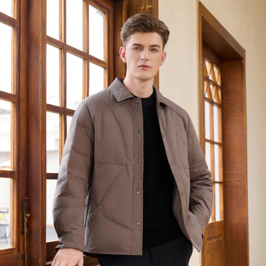半身缘男装 冬季简约时尚透气翻领羽绒服254212M01710104 商品图0