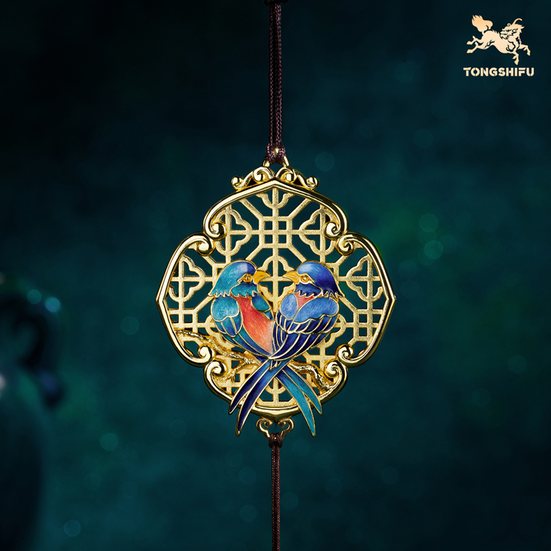 铜师傅《四喜临门》桌面客厅喜鹊包包铜挂件 家居装饰乔迁礼物