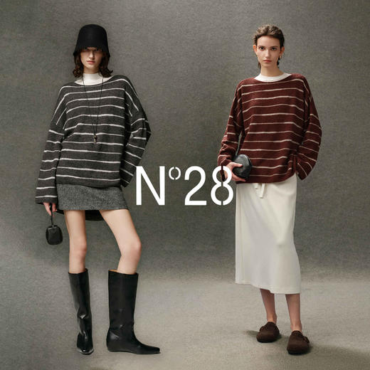 N°28 2025秋冬新款条纹羊绒毛衣女高级感宽松慵懒套头针织衫上衣895392M001  商品图4