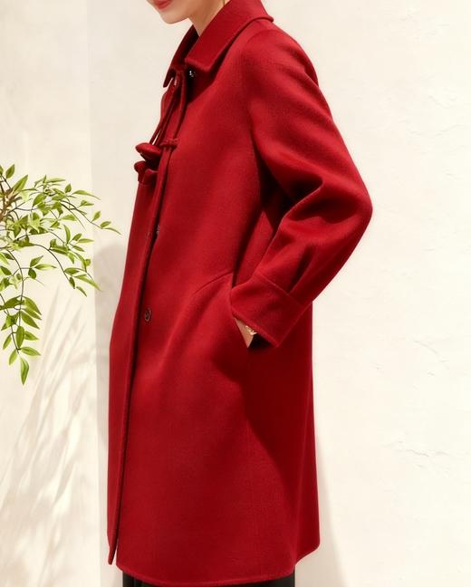 SZ6C06_胭脂色/绀蝶色_大衣外套_秋冬_翻领盘扣单排扣中长款宽松A字版 _高级女装_BERNIEELEN 伯妮斯茵 商品图1