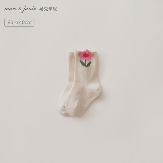 马克珍妮女童立体花朵柔弹中筒袜2025年秋冬新款551936 商品图0