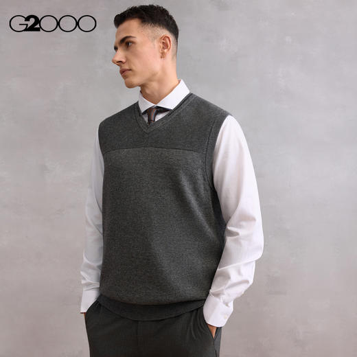 G2000男装FW25【绵羊毛混纺/舒适羊绒】百搭毛衣背心58175063 商品图0