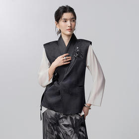 【林栖设计小店】【手工钉珠】笔墨花事生活在左绣花马夹轻中式交领2026早春新款无袖上衣女1961104